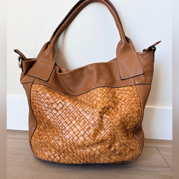 Sundance Handbags - Sundance Woven Boho Soft Leather Weave Brown Shoulder Bag Satchel Purse Itay